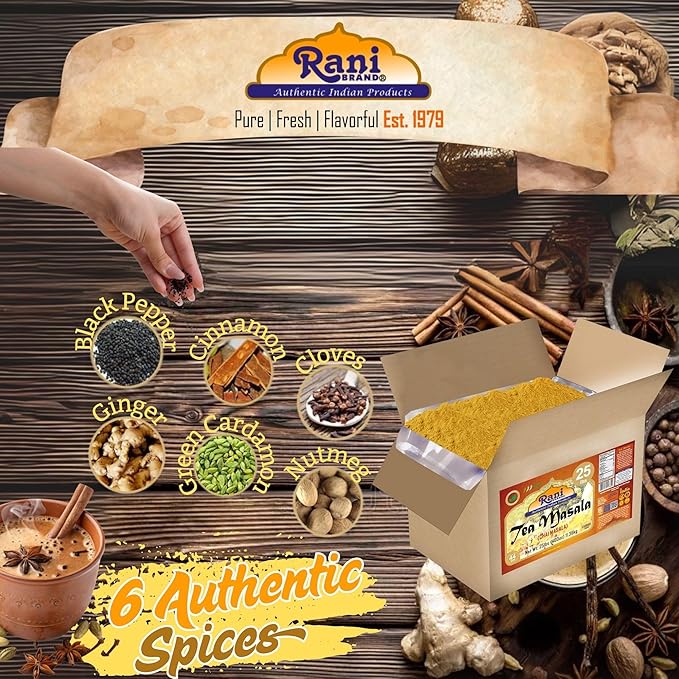 Rani Tea (Chai) Masala Indian Spice Blend 400oz (25lbs) 11.36kg Bulk Box ~ All Natural | Vegan |