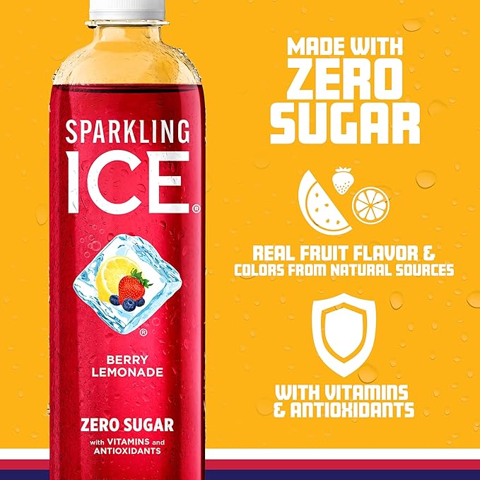 Sparkling Ice, Berry Lemonade Sparkling Water, Zero Sugar Flavored Water, with Vitamins and