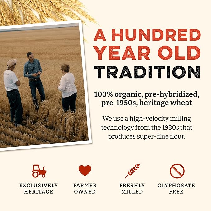 Sunrise Flour Mill USDA Organic Heritage Pizza Flour - 2 lbs | Organic Milled Flour from Hard Red