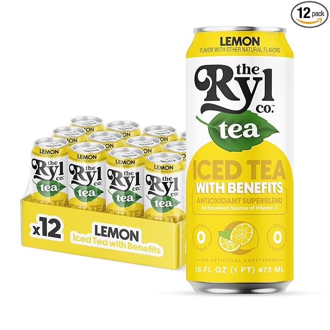 Ryl Iced Tea, Lemon, Antioxidant Superblend, Zero Sugar, Low Carb, Zero Calorie Iced Tea, 16.0 Fl