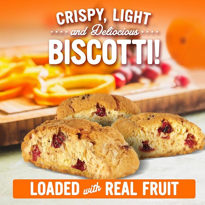 Cooper Street Twice Baked Orange Cranberry Biscotti Cookies - Light and Crispy Coffee Cookie Bites