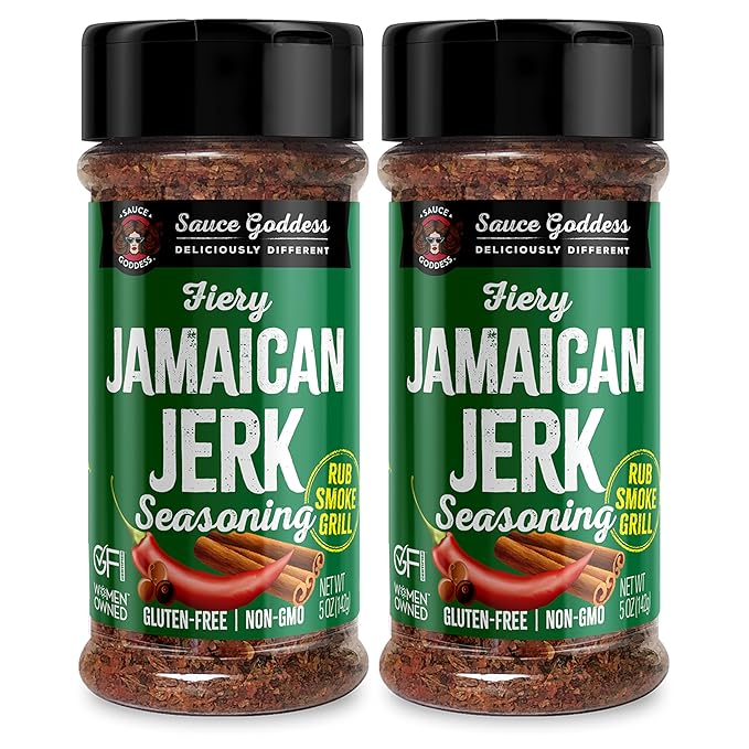 Sauce Goddess Fiery Jamaican Jerk Spice Shaker (2-Pack) - Seasonings and Spices for Cooking with