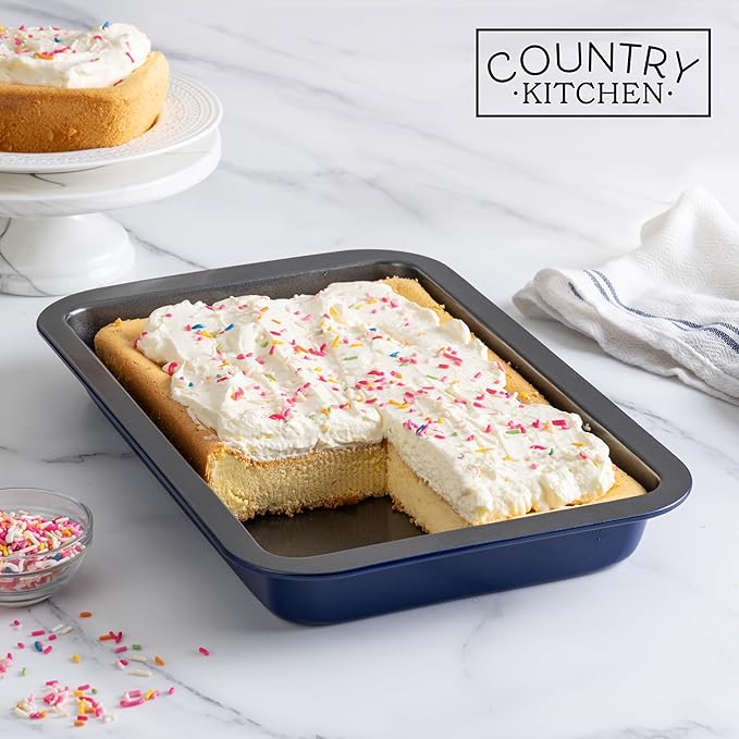 Country Kitchen Baking Pans Set - 10 Piece Non-Stick Cake Pans with Carry Lids for Easy Storage &