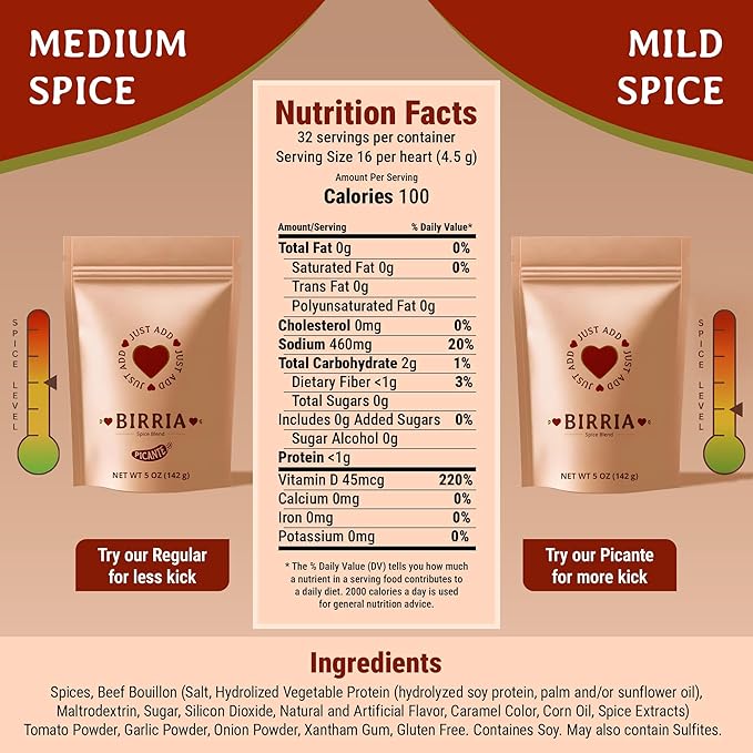Just Add Luv Authentic Birria Spice Bomb Seasoning - Mexican Spice Mix with Chiles Herbs Spices