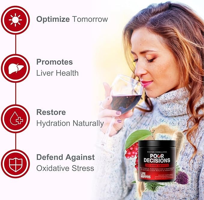 Life Happns Pour Decisions Liver Health Supplement with Milk Thistle, Vitamin B6, Electrolytes