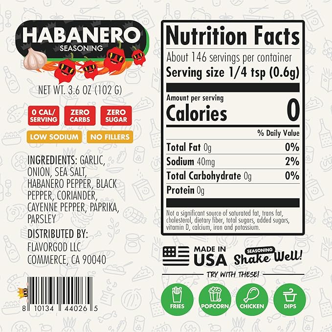 Habanero Seasoning Mix by Flavor God - Premium All Natural & Healthy Spice Blend for Burritos
