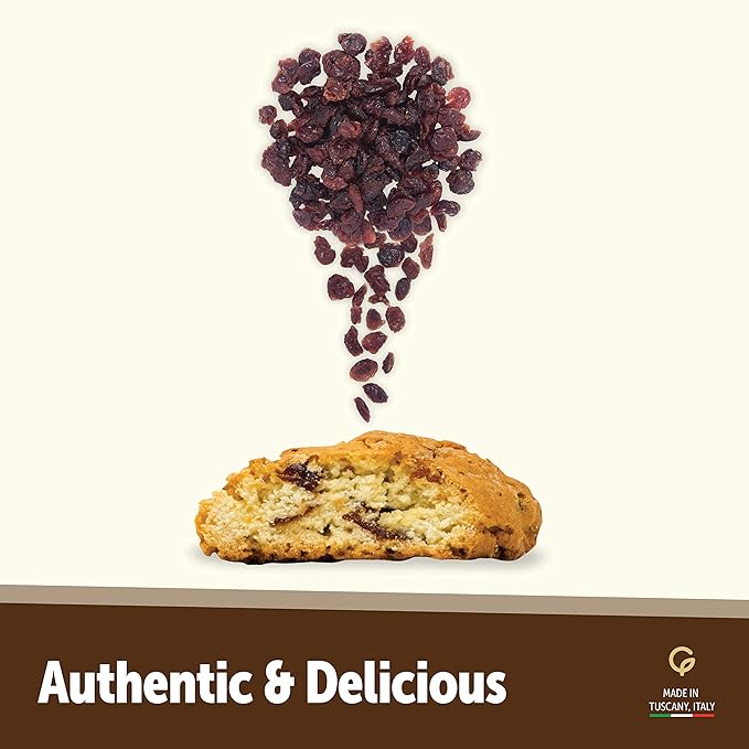 Gusta Authentic Soft Biscotti Cookies Made in Tuscany, Italy - Cranberry - Original Two Bites Size