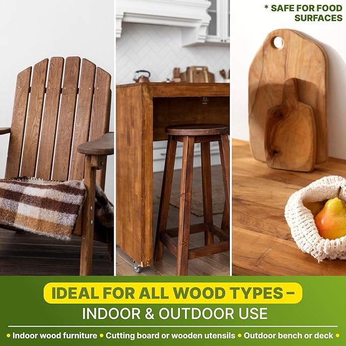 Nordicare 100% Pure & Natural Linseed Oil - Food-Safe for Wood Furniture - Enhances Original Wood