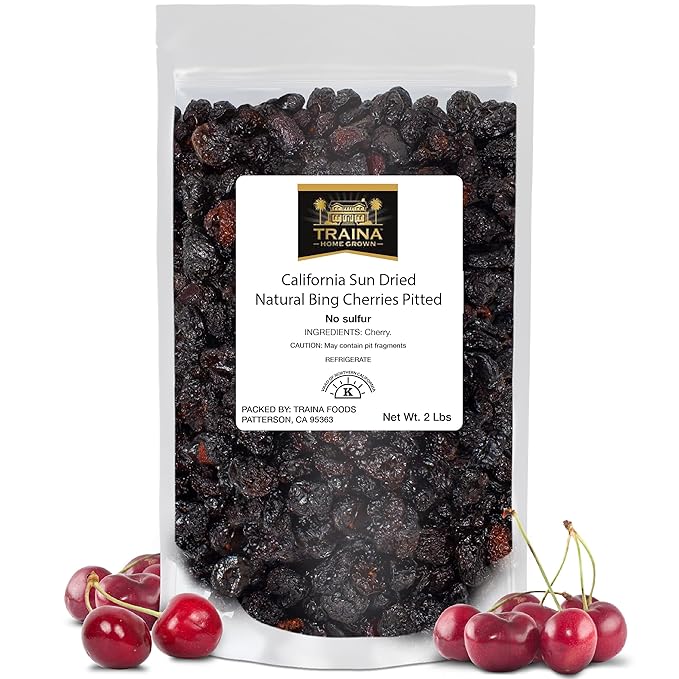 Traina Home Grown California Sun Dried Natural Pitted Cherries - Healthy, Natural, No Added Sugar