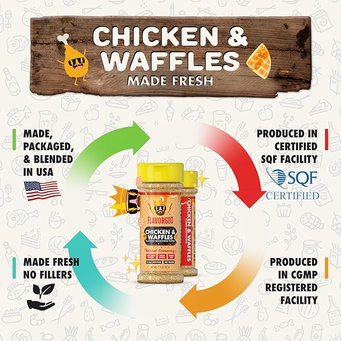 Chicken & Waffles Seasoning Topper Mix, 2 Bottles by Flavor God - Premium All Natural & Healthy
