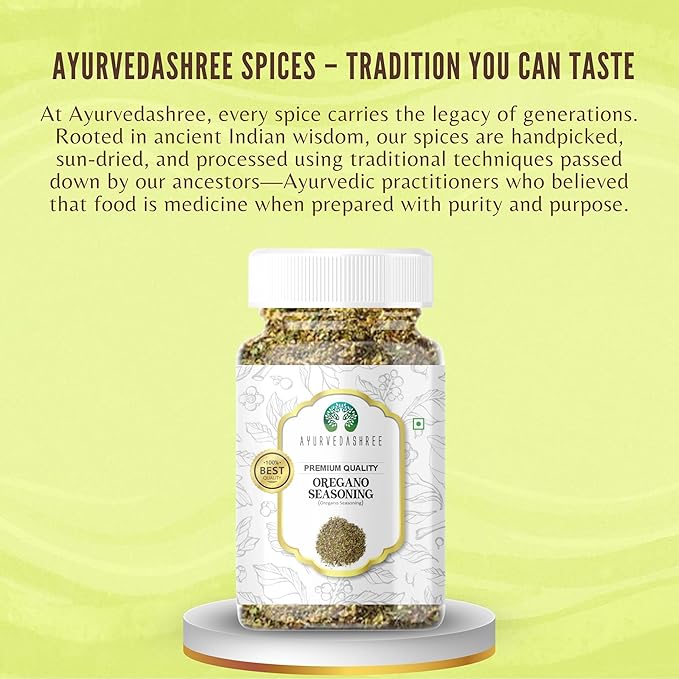 AYURVEDASHREE Oregano Seasoning 100gm PET Jar ~ All Natural | Vegan | NON-GMO | Indian Spice |