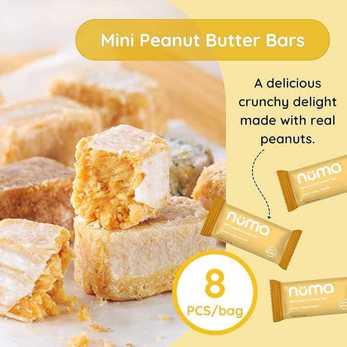 Numa Foods Mini Peanut Butter Bars – Vegan, Low Sugar, High Protein, All Natural, Gluten Free