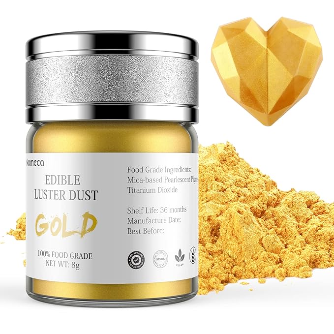 Nomeca Edible Luster Dust, 8 Grams Food Grade Gold Cake Dust Metallic Shimmer Christmas Food