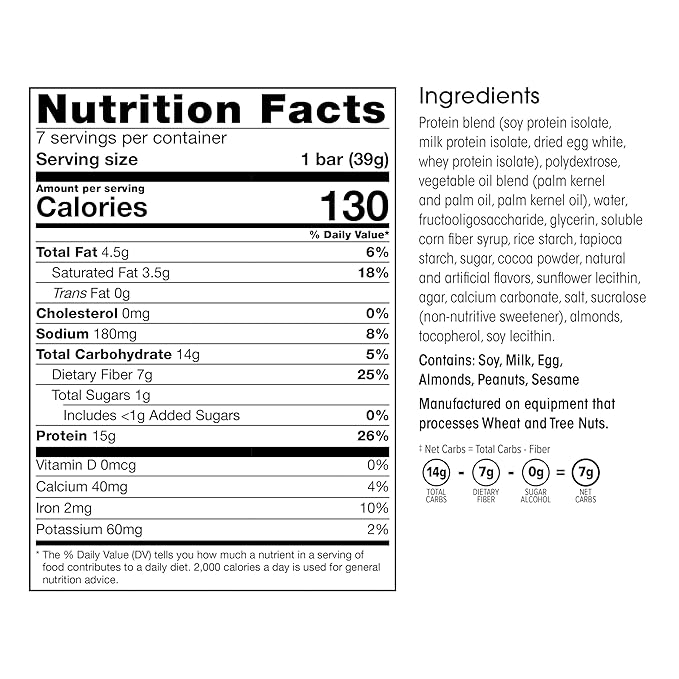 Wonderslim High Fiber Protein Bars, Fluffy S'more Crisp | 15g Protein, 8g Fiber | Low Sugar, Low