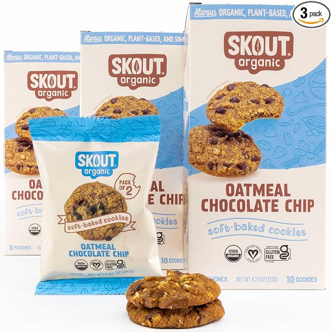 Skout Organic Oatmeal Chocolate Soft Baked Cookies (3 Pack) | Soft Baked Cookies | Plant-Based |