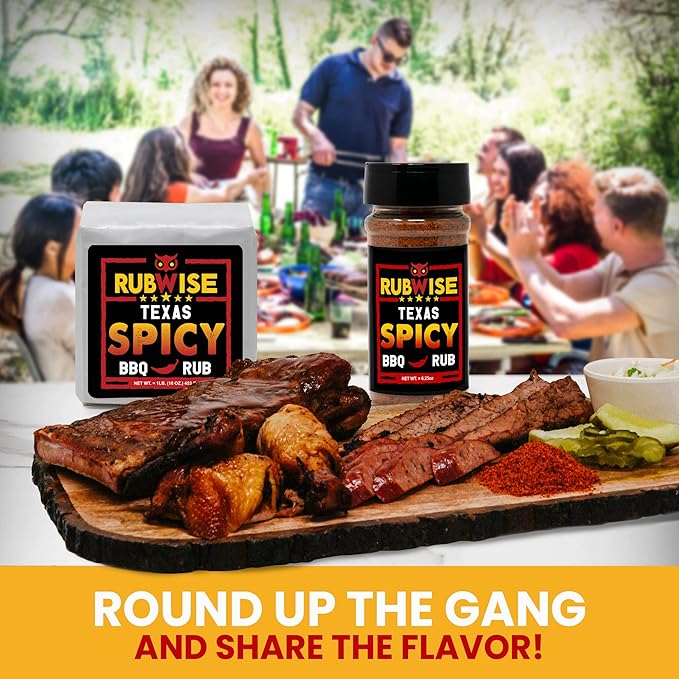 RubWise Texas Style Spicy BBQ Brisket Rub (1 lb) No MSG | Dry Spice Blend Seasonings for Smoking