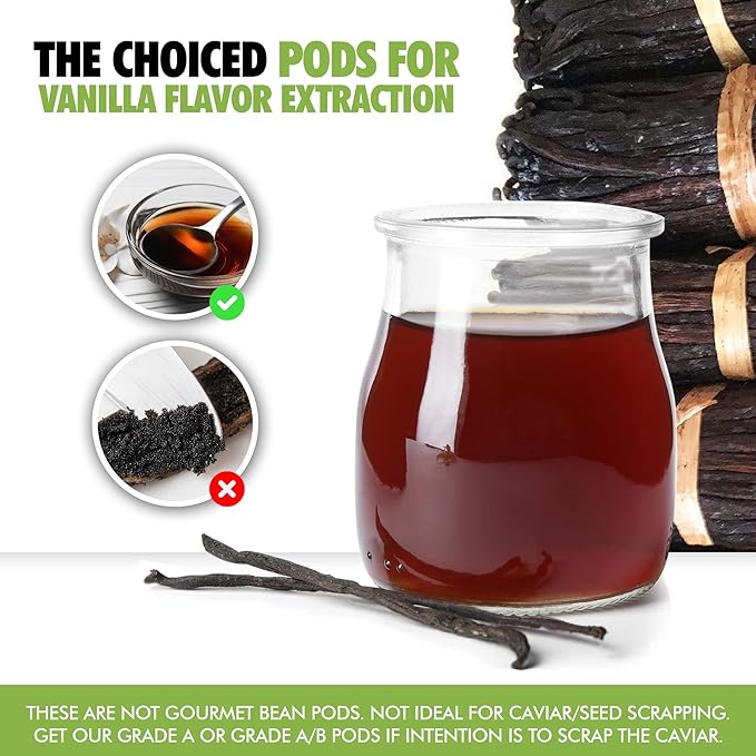50 Madagascar Organic Vanilla Beans Grade B. Certified USDA Organic. 5"-7" by FITNCLEAN VANILLA for