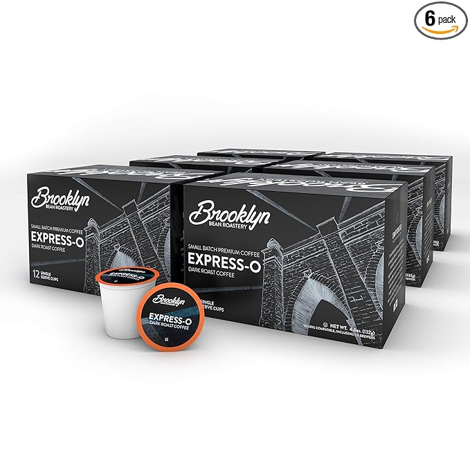 Brooklyn Beans Express-O Dark Roast Gourmet Coffee Pods, Compatible with 2.0 Keurig Coffee Pods