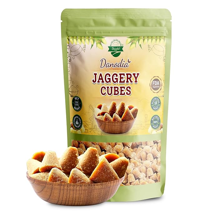 Danodia Foods Organic Jaggery Cubes 1 lb (450g), Pure & Natural, No Additives Sweetener, Vegan &