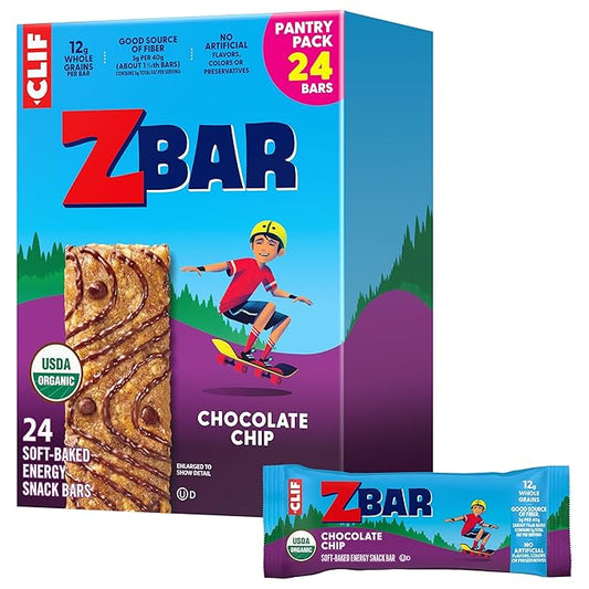 Zbar - Chocolate Chip - Soft-Baked Energy Snack Bars - Non-GMO - 12g Whole Grains - USDA Organic