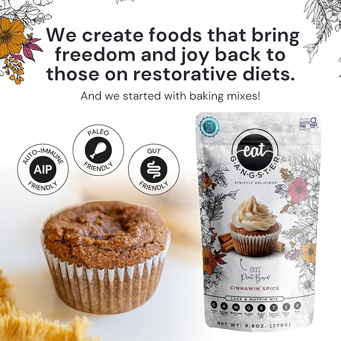 eat G.A.N.G.S.T.E.R. Cinnawin Spice Cake & Muffin Mix, Allergy-Friendly Baking Mix, Grain-Free, No