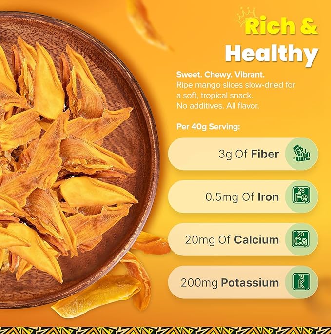 Organic Dried Mango Slices, No Sugar Added, 16oz - All-Natural, Non-GMO, Mouth-Watering Dried
