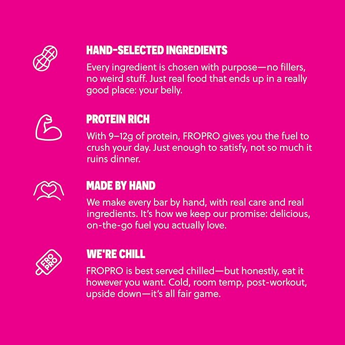 FROPRO Plant Protein Snack Bars - Plant Based Protein Bars, All-Natural, Gluten, Dairy, & Soy Free