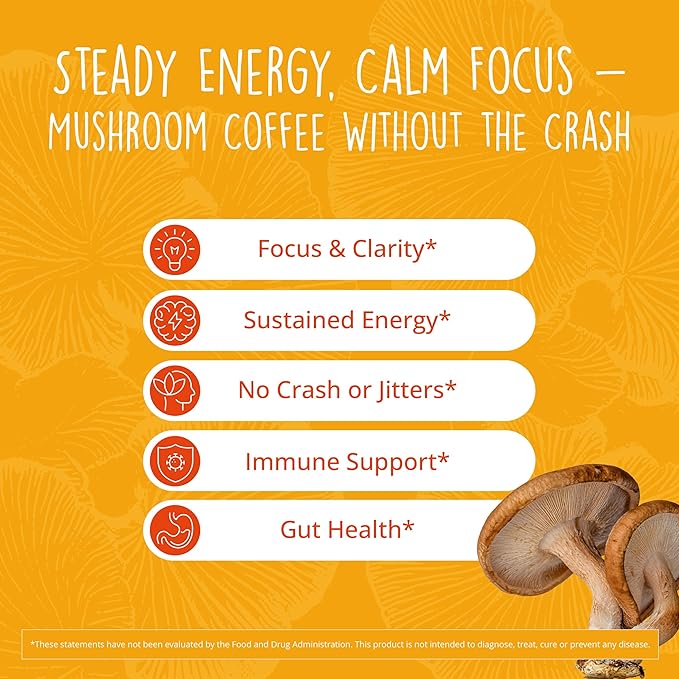 Mushroom Coffee with 125mg Caffeine ??Lion?™s Mane, Cordyceps, Reishi & Chaga | Adaptogen Nootropic