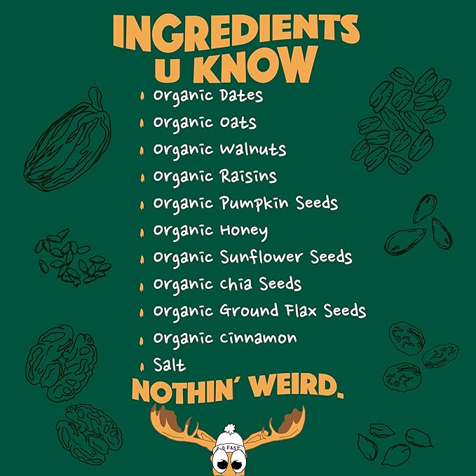BAR-U-EAT Gluten-Free, Organic, Soft & Chewy Energy Bar. Whole Food Ingredients | Compostable