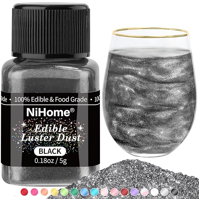 NiHome Edible Food-Grade Glimmer Powder Glitter Luster Dust Metallic Food Decorating Sprinkle