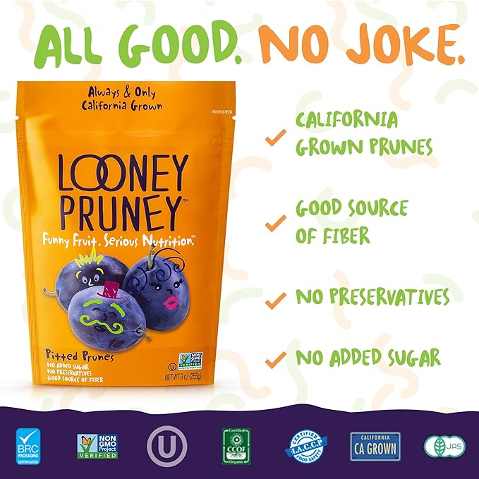 Looney Pruney Pitted Dried Prunes for the Entire Family | Always California-Grown | Kosher | No