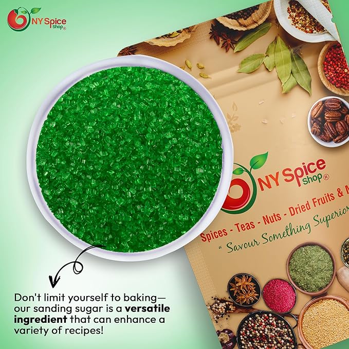 NY Spice Shop Green Sanding Sugar - 1 PoundSweet Colorful Edible Sprinkles For Candy Dish - Sugar