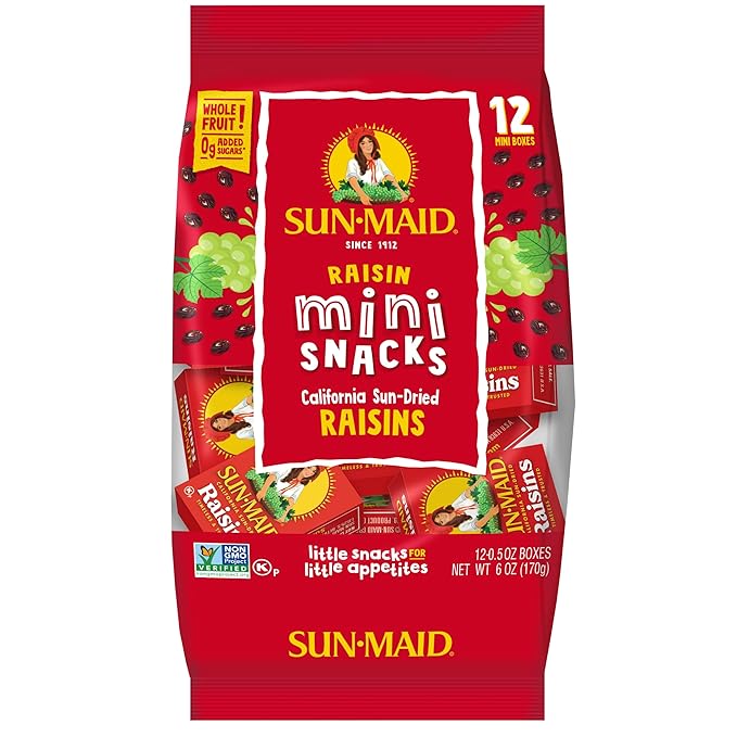Sun-Maid California Sun-Dried Raisins - (144 Pack) 0.5 oz Snack-Size Box - Dried Fruit Snack for