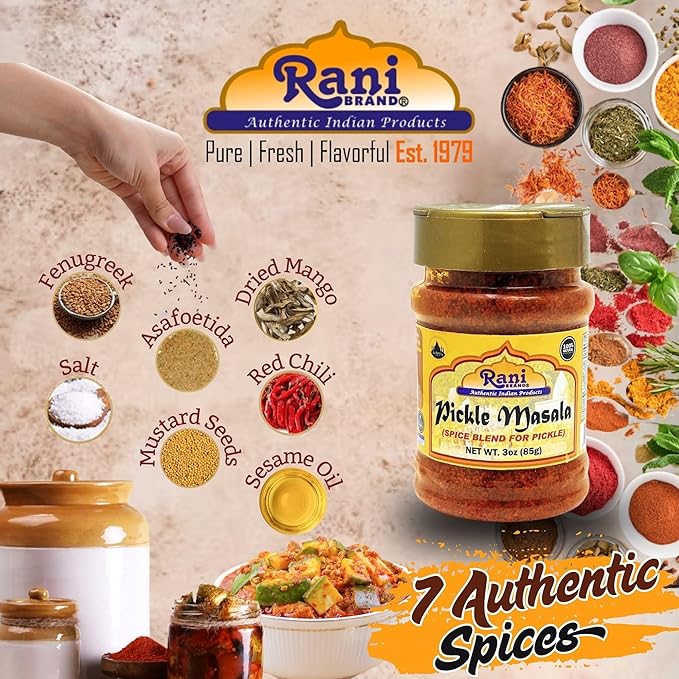 Rani Pickle (Achar) Masala Indian Spice Blend 3oz (85g) PET Jar ~ All Natural | Vegan | Gluten