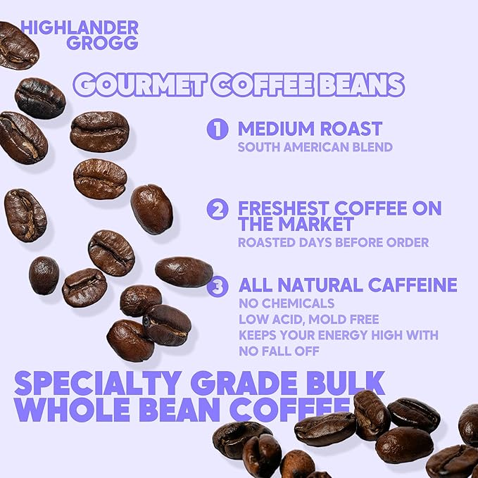 Sarasota Coffee Whole Bean Highlander Grogg | Medium Roast Gourmet Flavored Coffee Beans | Low