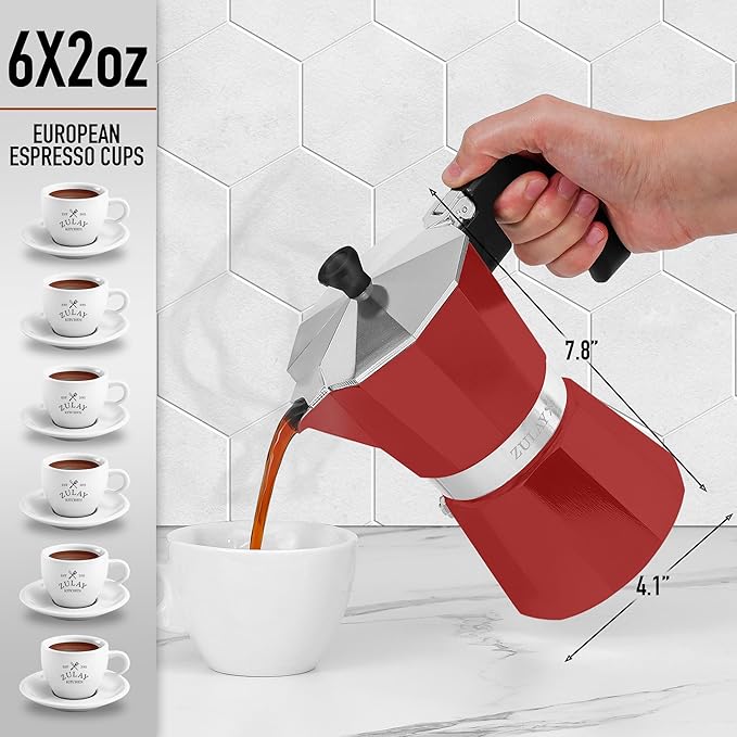Zulay Moka Pot Espresso Stovetop Coffee Maker - Leak-Proof, Stainless Steel, Easy to Clean, Heat