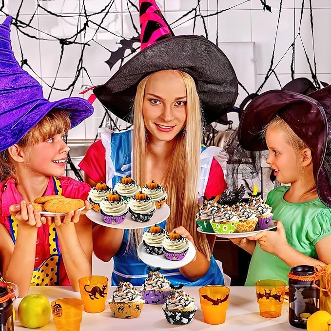 SANNIX 450pcs Halloween Cupcake Liners, Ghost Pumpkin Spider Baking Cups Cupcake Wrappers Paper