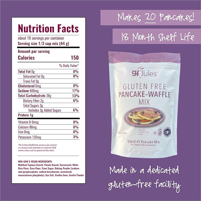 gfJules Certified Gluten Free Pancake & Waffle Mix | No Grit, Non-GMO, Vegan | Certified Top 9