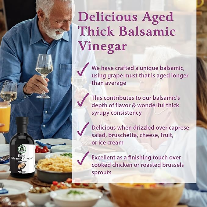 M.G. PAPPAS Thick Aged Balsamic Vinegar from Italy - Gourmet Balsamic Italian Vinegar - A Great