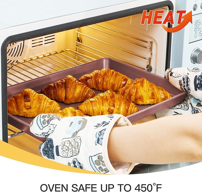 HONGBAKE Baking Sheet Pan Set, Cookie Sheets for Oven, Nonstick Half/Quarter/Jelly Roll Pans with