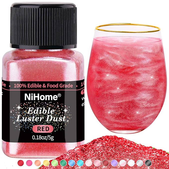 NiHome Edible Food-Grade Glimmer Powder Glitter Luster Dust Metallic Food Decorating Sprinkle