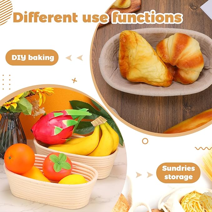 Gejoy 20 Sets Bread Proofing Baskets Bulk Shaped Banneton Dough Proofing Bowls Kit with Cloth Liner