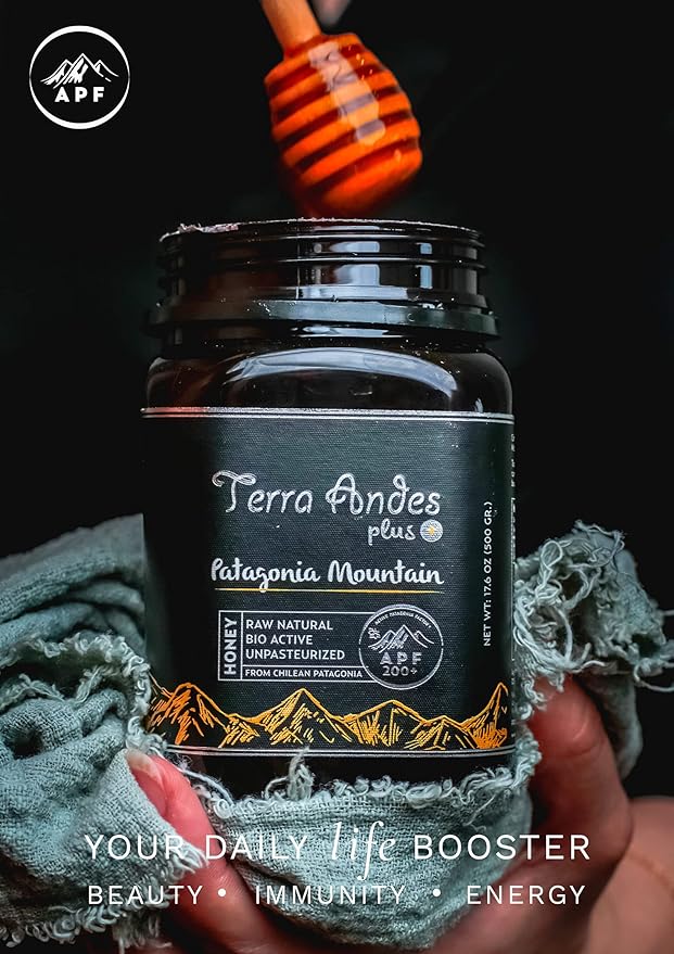 Patagonia Mountain Honey APF 100+ by TERRA ANDES PLUS | Raw natural organic honey. Highest