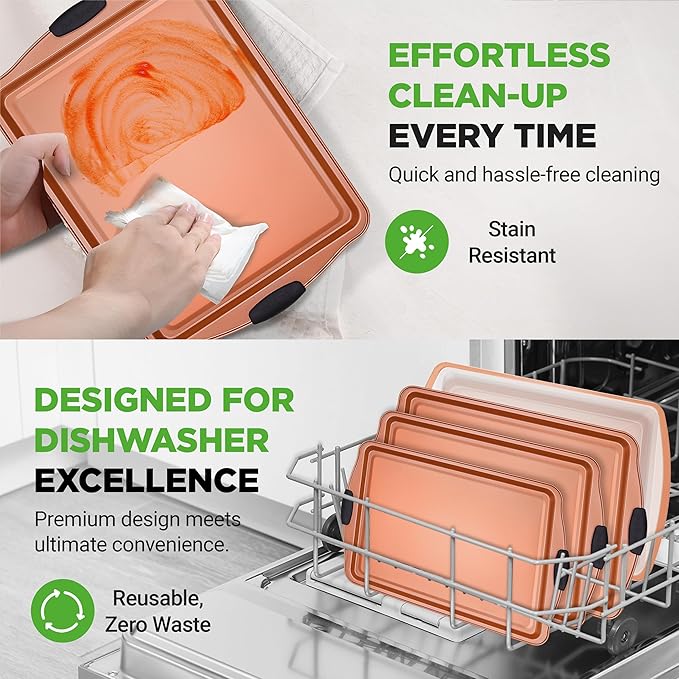 NutriChef 5 Piece Baking Pan Set - PFOA, PFOS, PTFE Free Flexible Nonstick Carbon Steel Bakeware