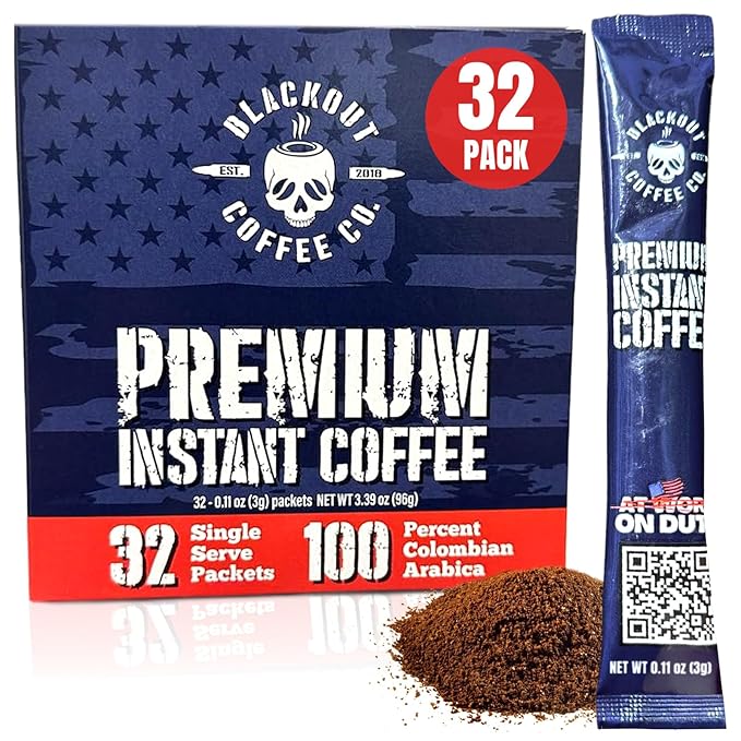 Blackout Coffee Colombian Arabica Instant Coffee – Medium Roast, Strong Aromatic, Single Serve