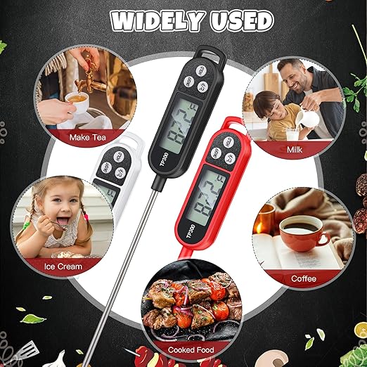 6 Pcs Meat Food Thermometer Food with Probe Water Liquid Instant Read Digital Thermometer Kitchen