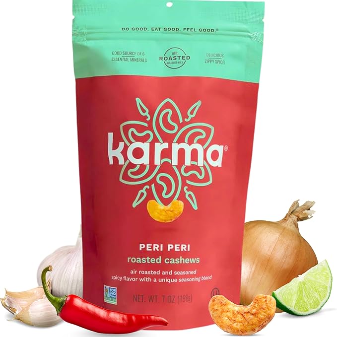 Peri Peri Air Roasted Whole Cashews by Karma Nuts, Savory, Spicy, Peanut-Free Facility, Kosher