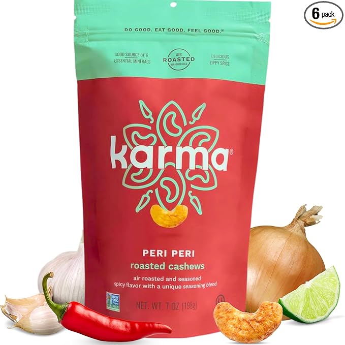 Peri Peri Air Roasted Whole Cashews by Karma Nuts, Savory, Spicy, Peanut-Free Facility, Kosher