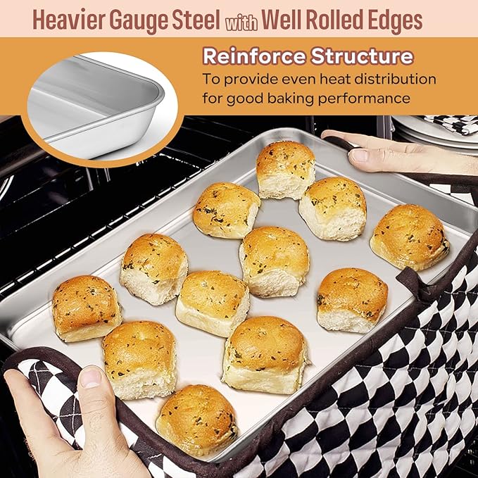 E-far 10-Piece Baking Pans set, Stainless Steel Bakeware Set for Oven, Include Cake Pan/Baking