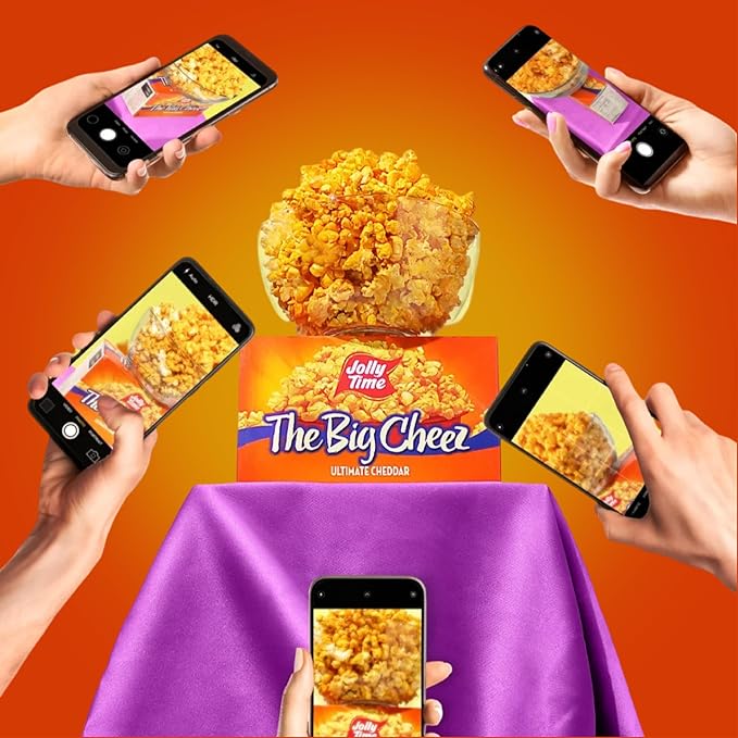 Jolly Time The Big Cheez, Cheddar Cheese Microwave Popcorn, 3.2oz Sharing Bag, 3 Bags Per Carton